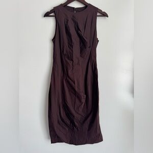 TRACY REESE Women 8 Chocolate Brown Mocha Pencil Dress Sleeveless Ruched Zip